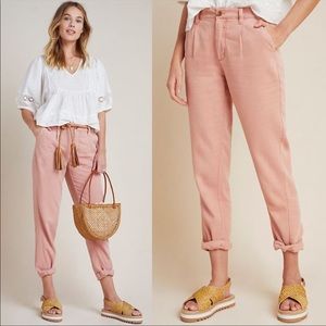 NWOT Anthropologie Pink Scout Tapered Slim Trouser